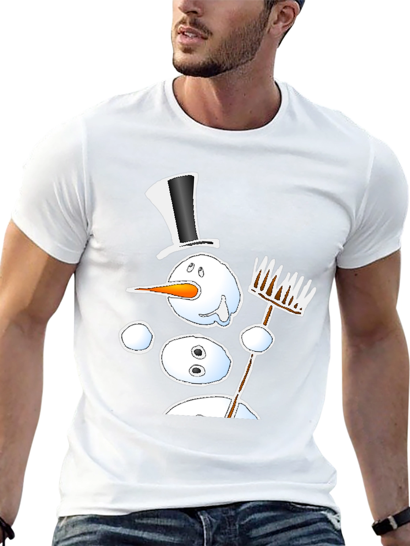 Melting Snowman Graphic Tee - Winter Fun