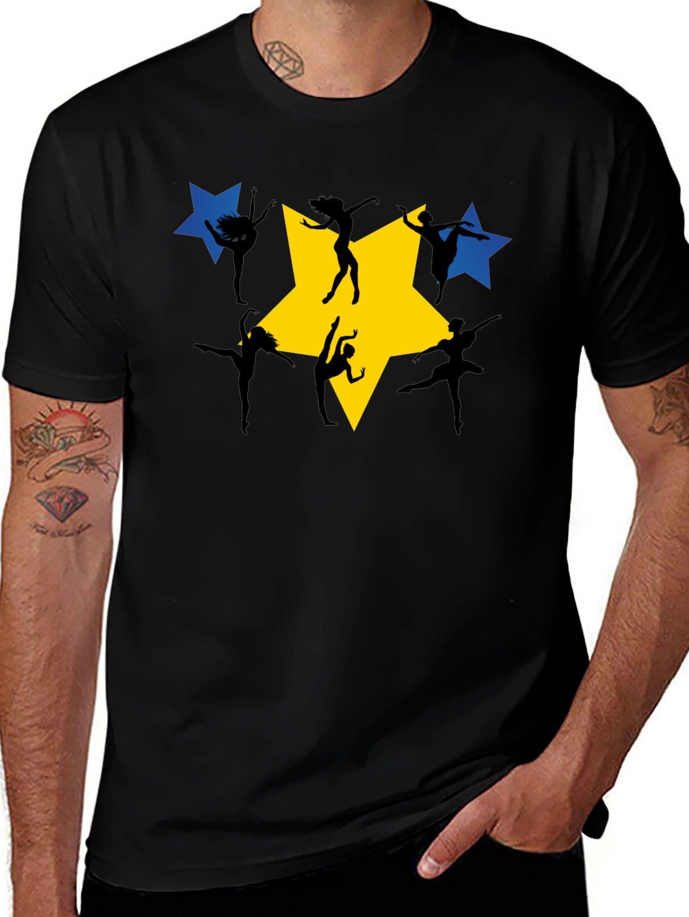 Dance Star Graphic Tee - Black Cotton T-Shirt