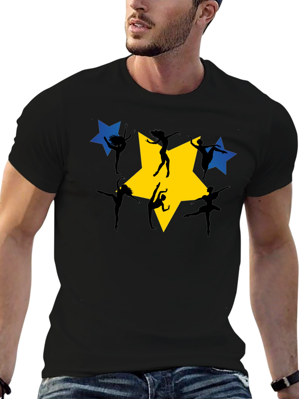 Dance Star Graphic Tee - Black Cotton T-Shirt