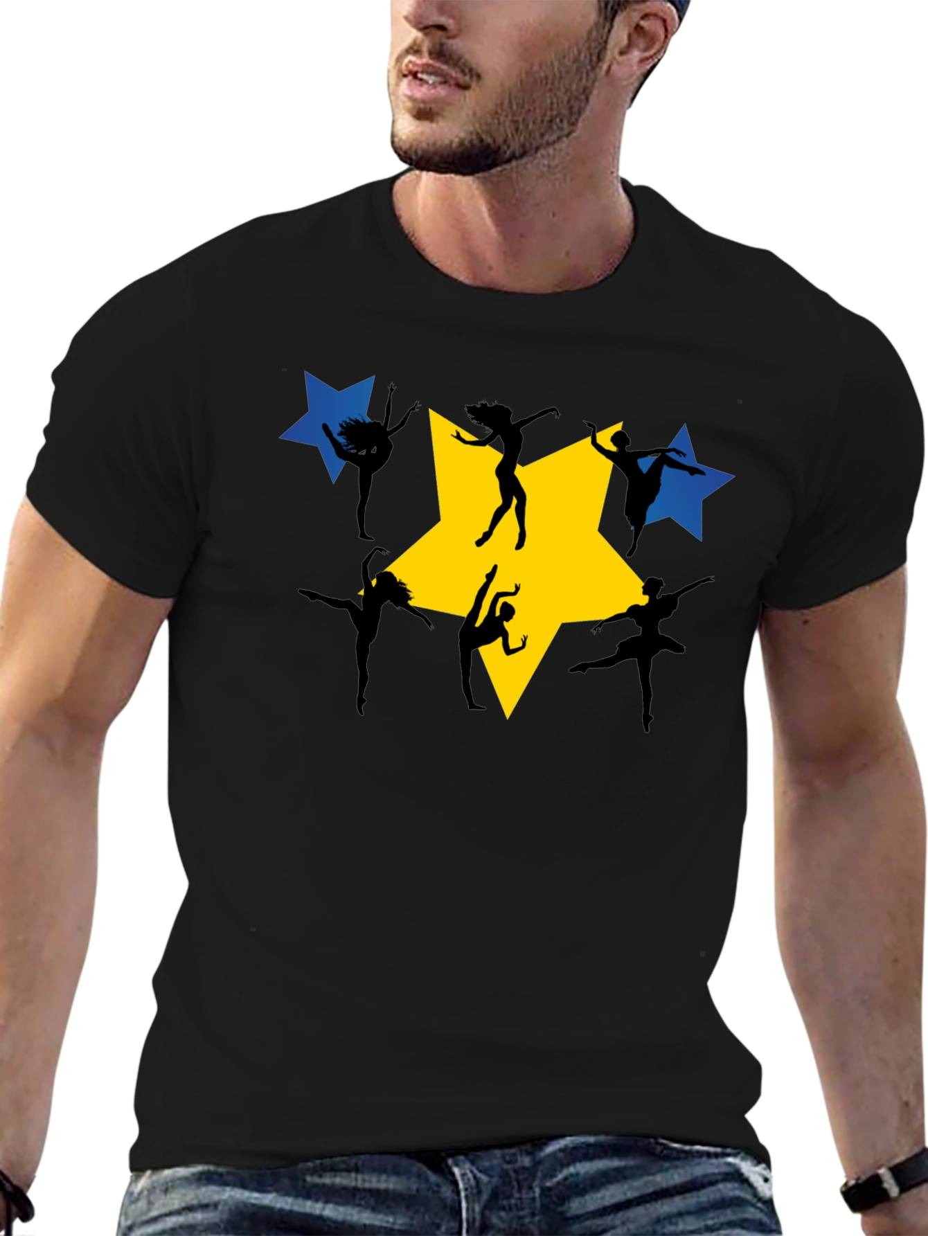 Dance Star Graphic Tee - Black Cotton T-Shirt