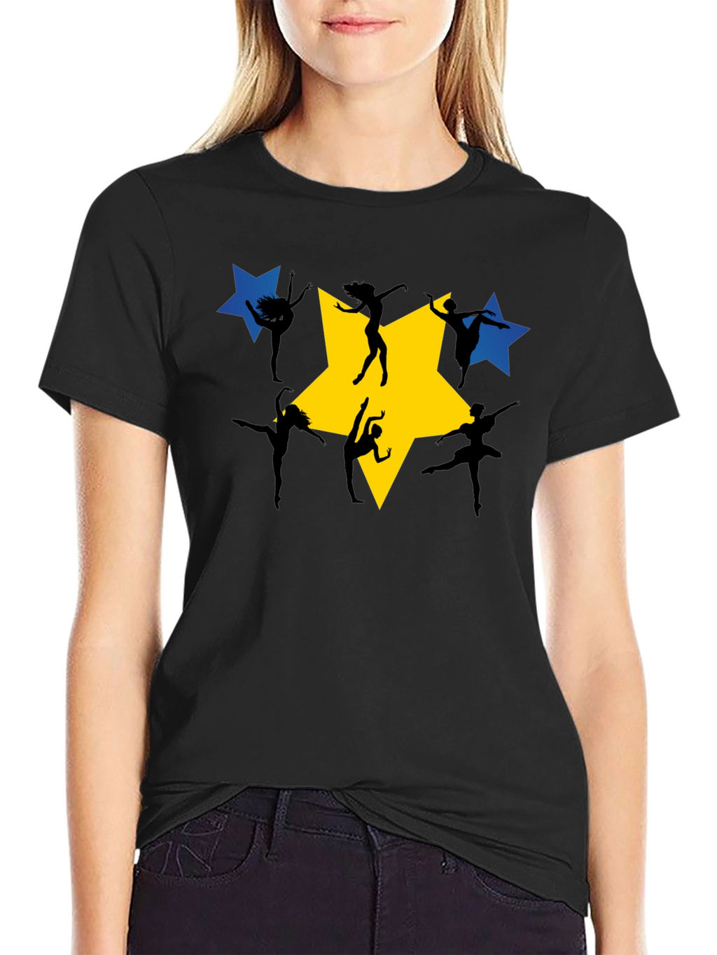 Dance Star Graphic Tee - Black Cotton T-Shirt