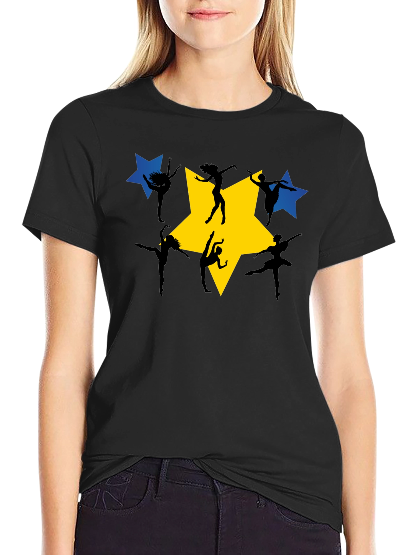 Dance Star Graphic Tee - Black Cotton T-Shirt