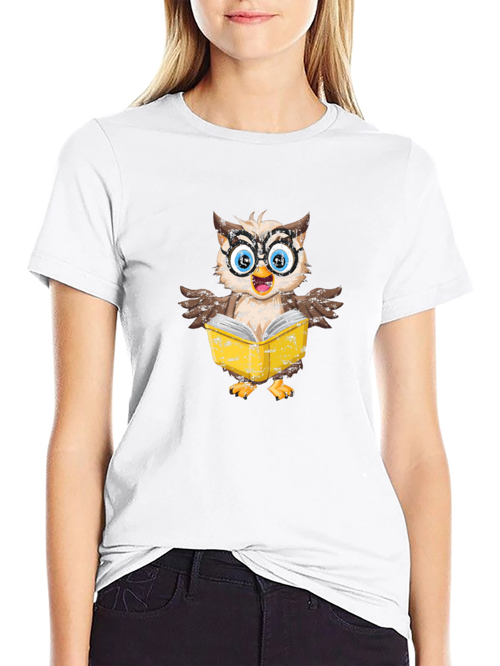 Owl Reading Book Graphic T-Shirt