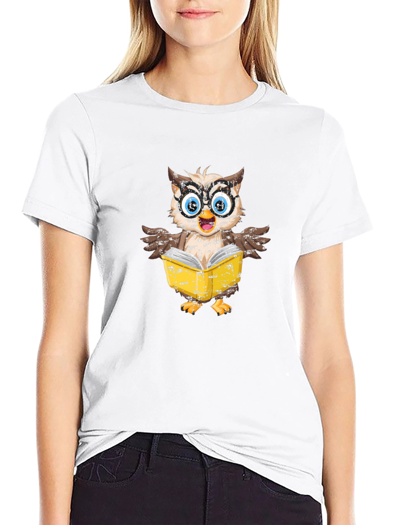 Owl Reading Book Graphic T-Shirt