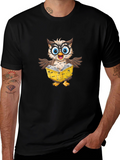 Owl Reading Book Graphic T-Shirt