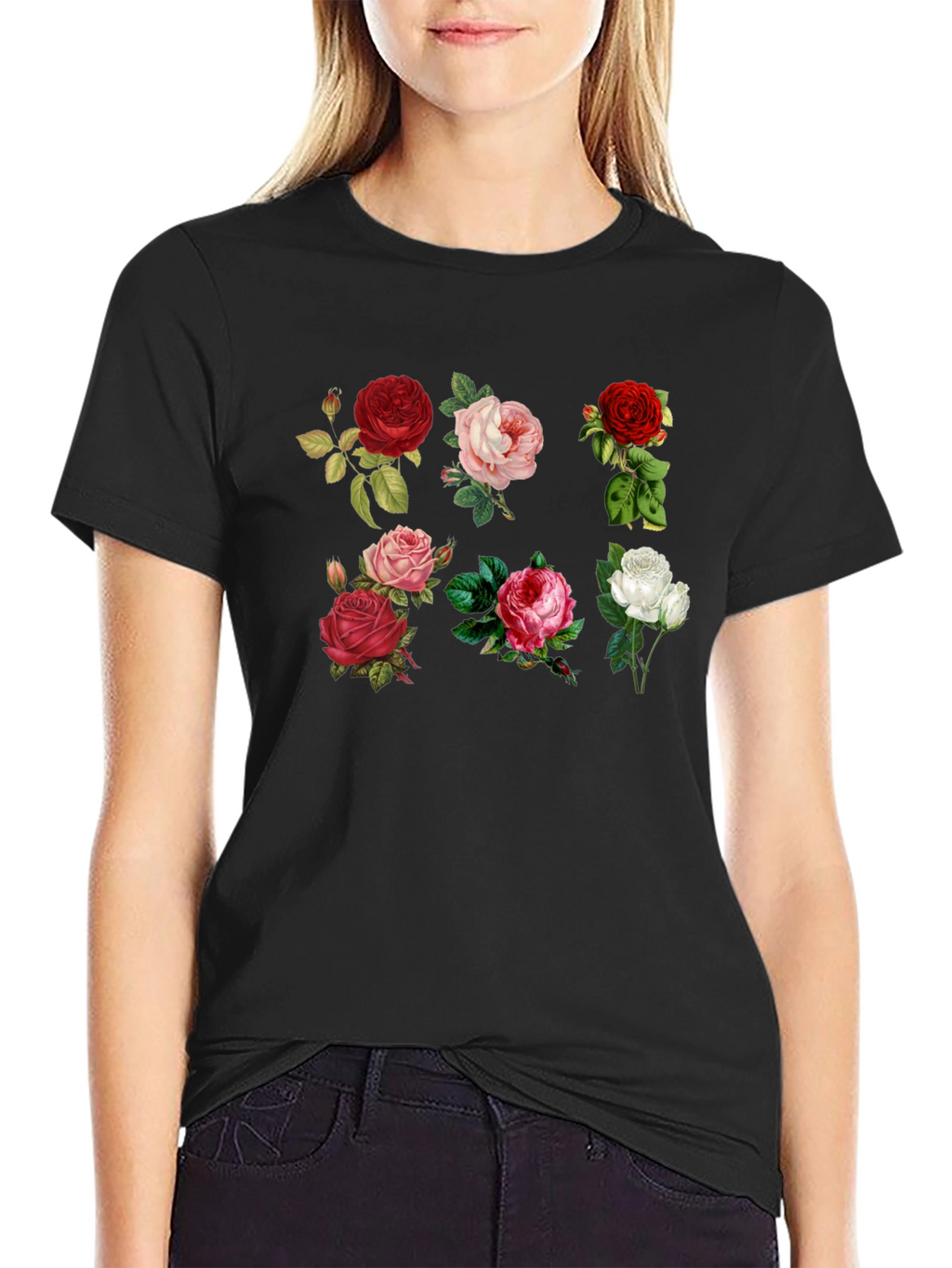 Floral Roses Graphic Print T-Shirt