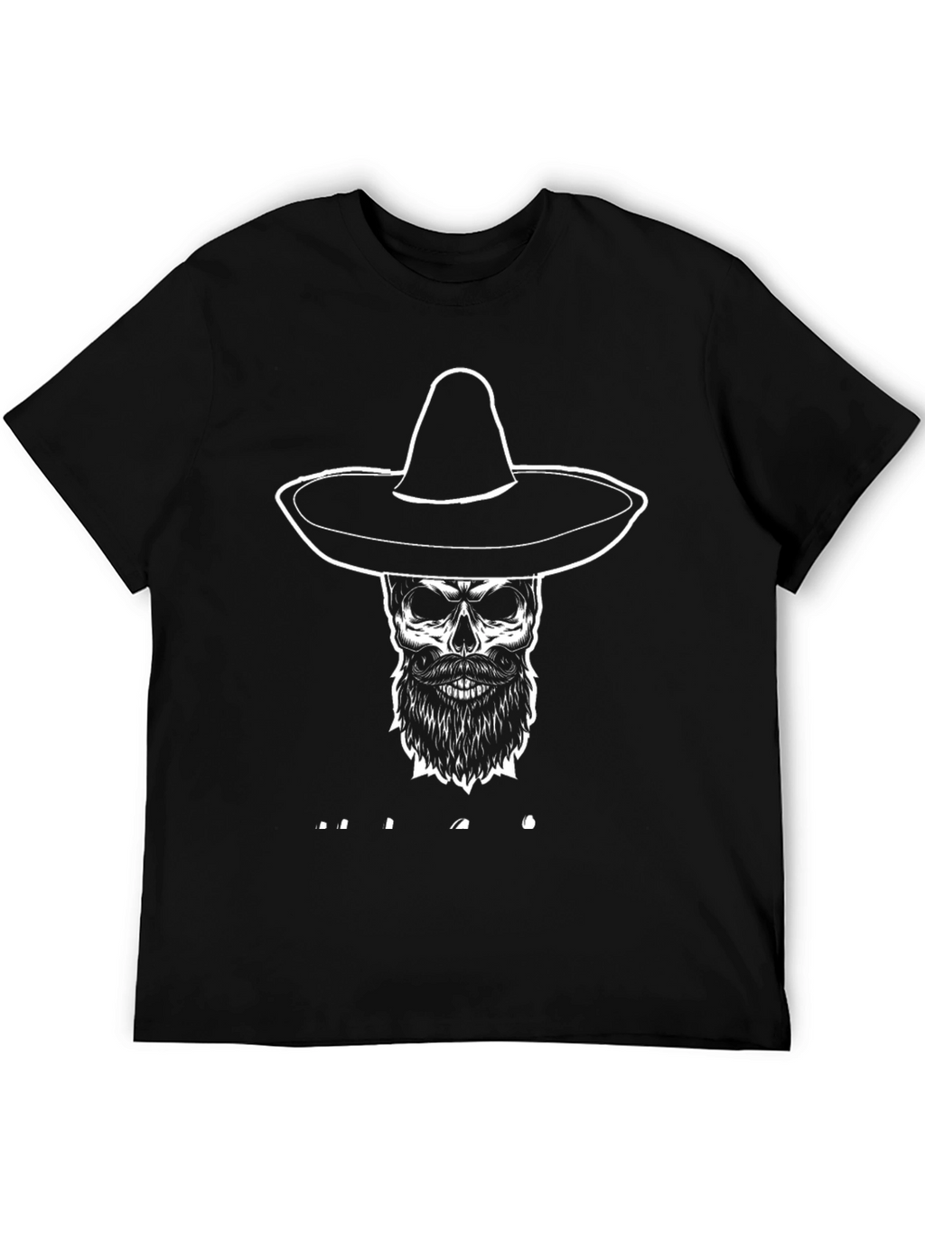 Skull in Sombrero Graphic T-Shirt - Black