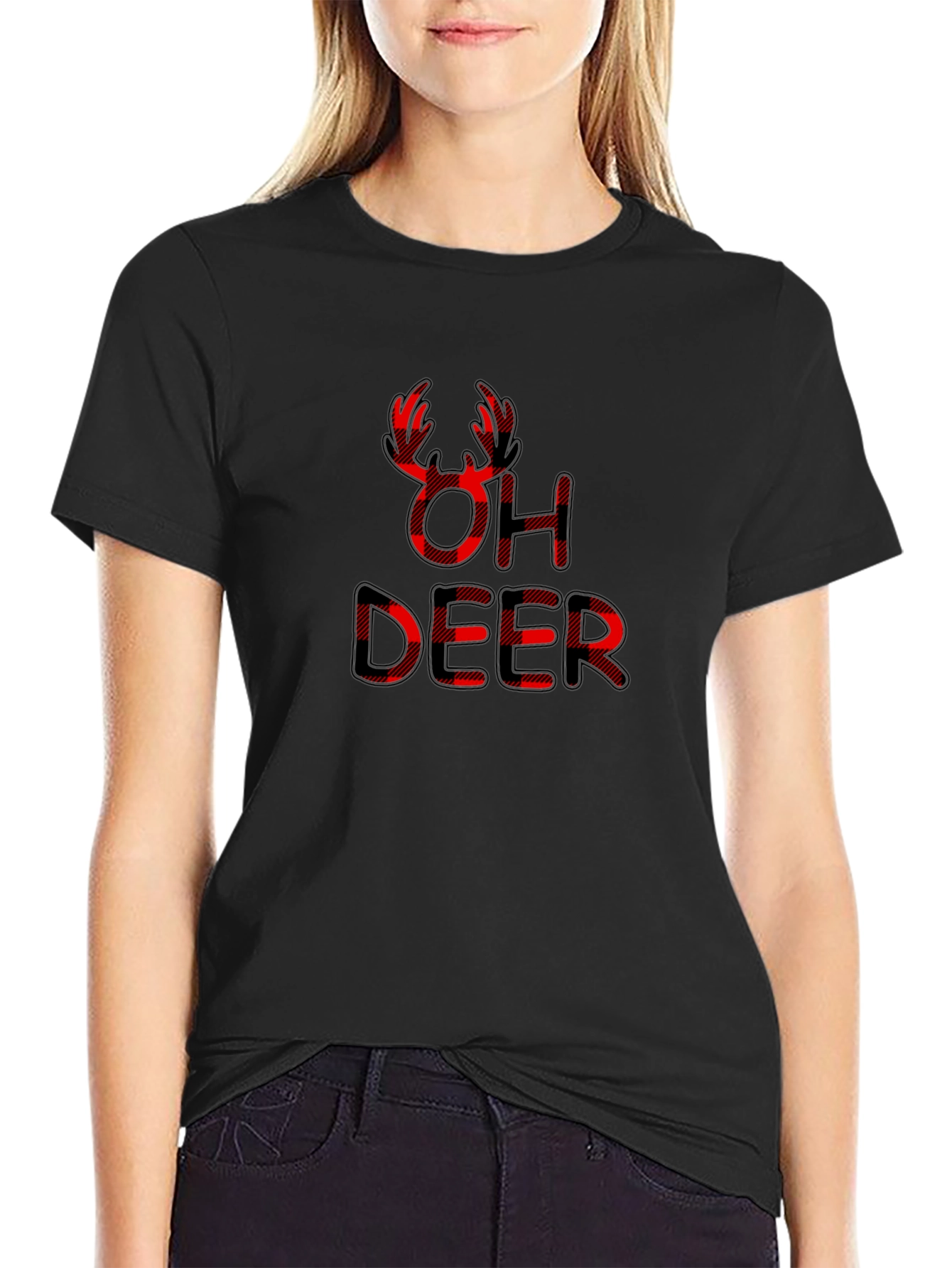 Oh Deer Buffalo Plaid Graphic Tee