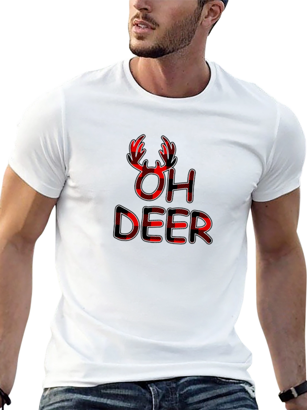 Oh Deer Buffalo Plaid Graphic Tee