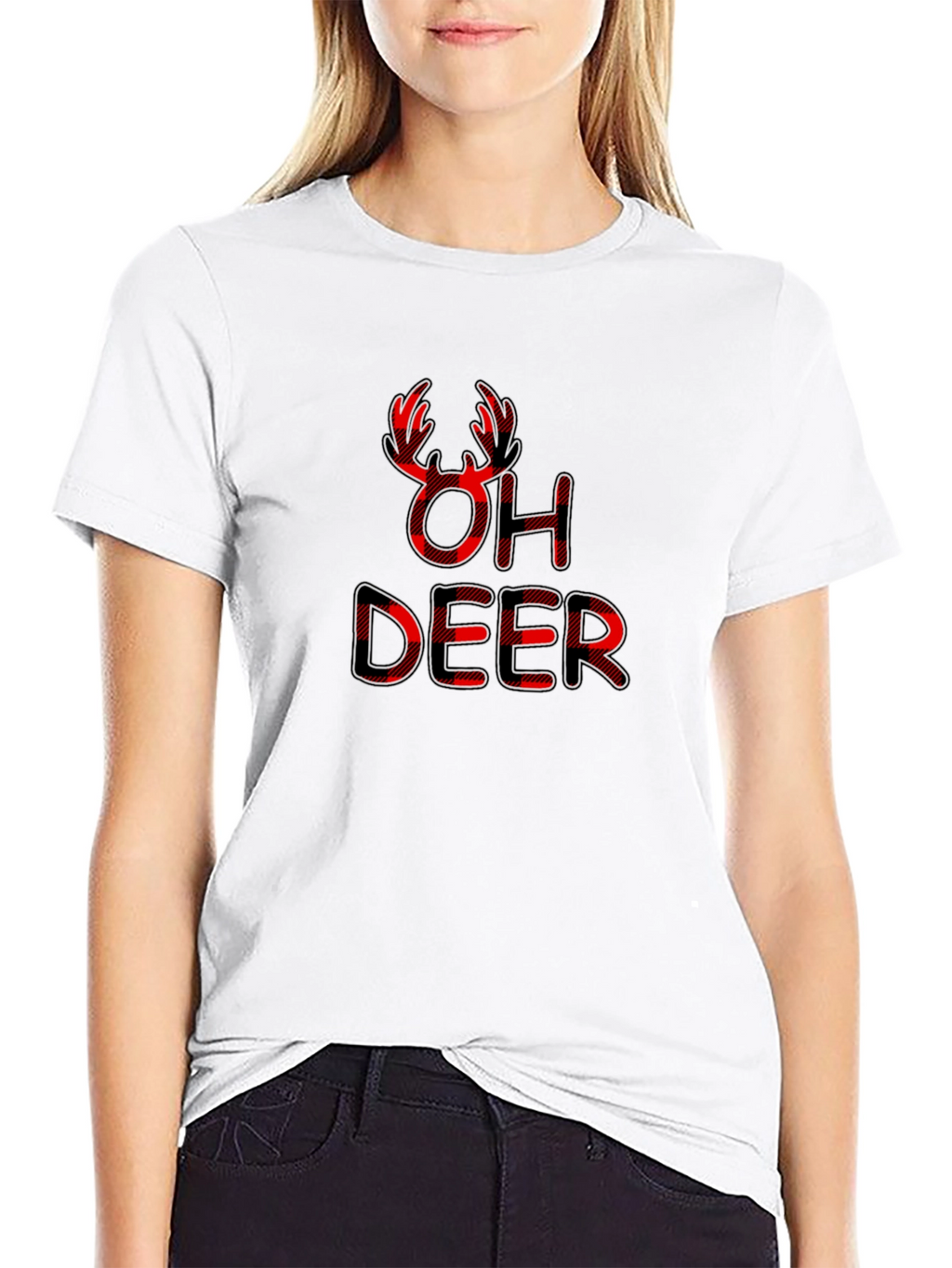 Oh Deer Buffalo Plaid Graphic Tee
