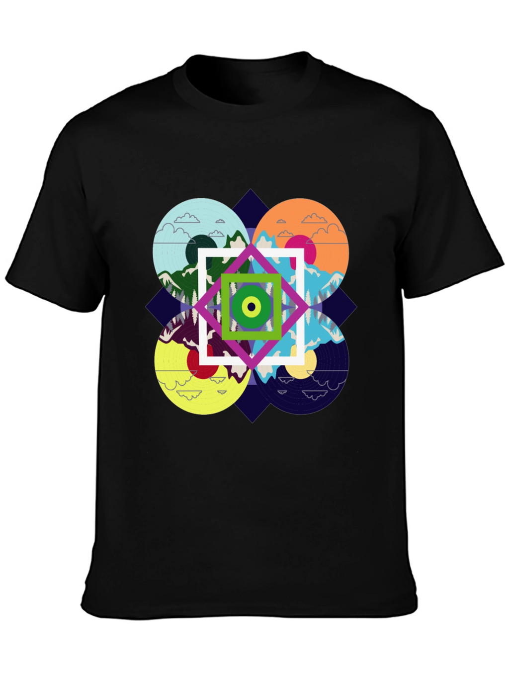 Abstract Nature Design Black T-Shirt