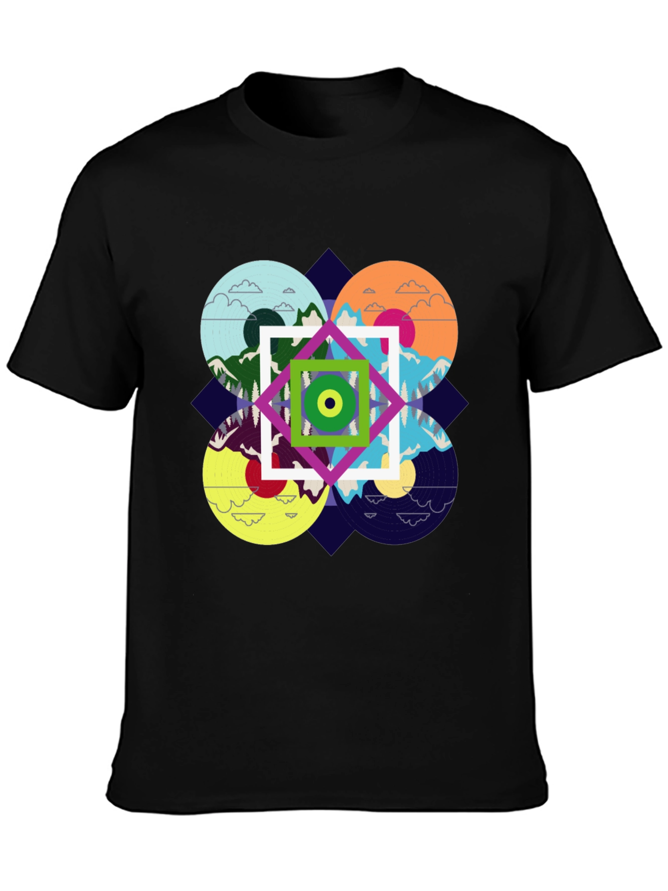 Abstract Nature Design Black T-Shirt