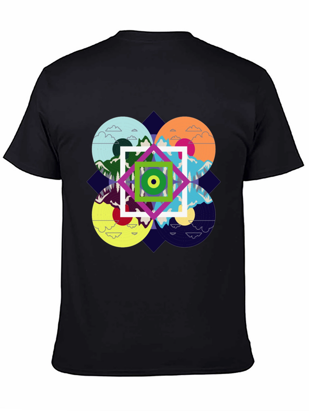 Abstract Nature Design Black T-Shirt