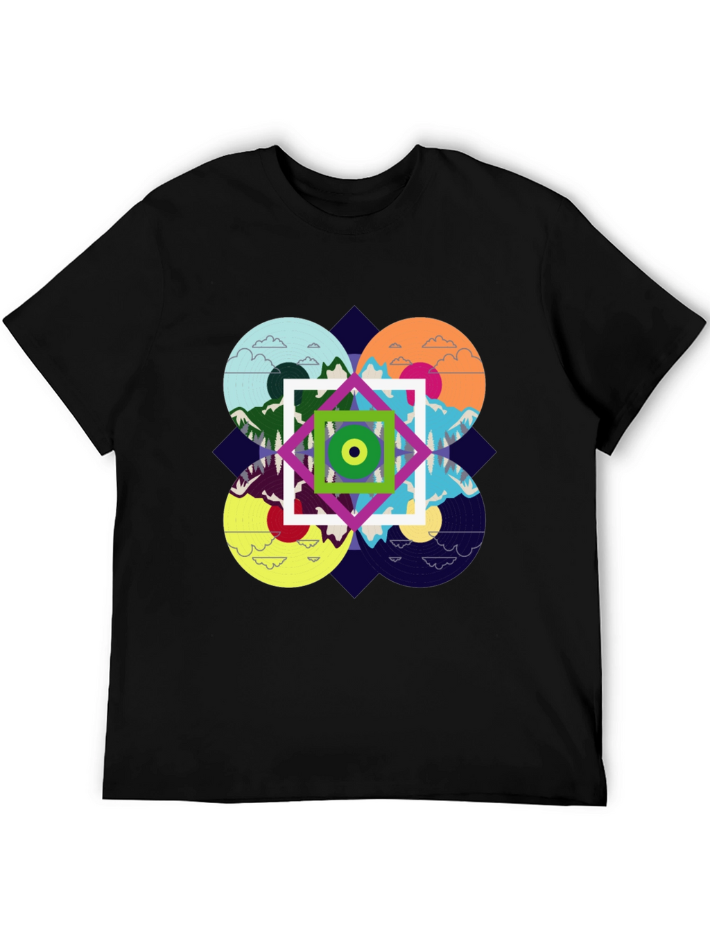 Abstract Nature Design Black T-Shirt