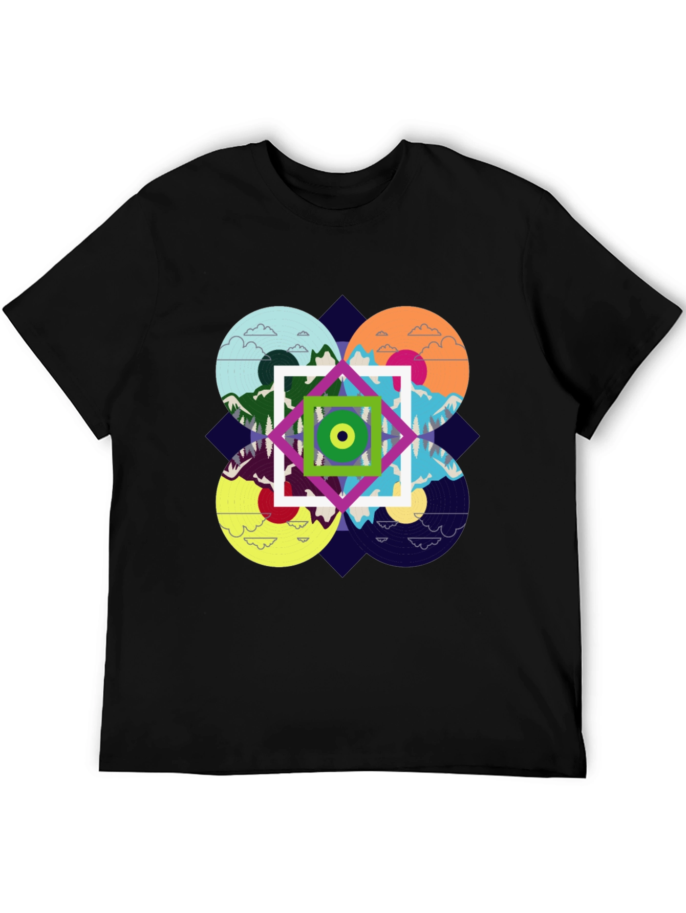 Abstract Nature Design Black T-Shirt