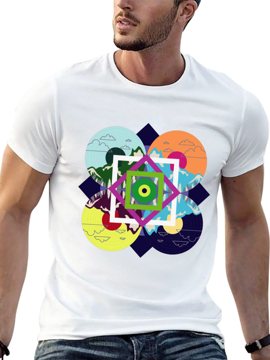 Abstract Nature Design Black T-Shirt