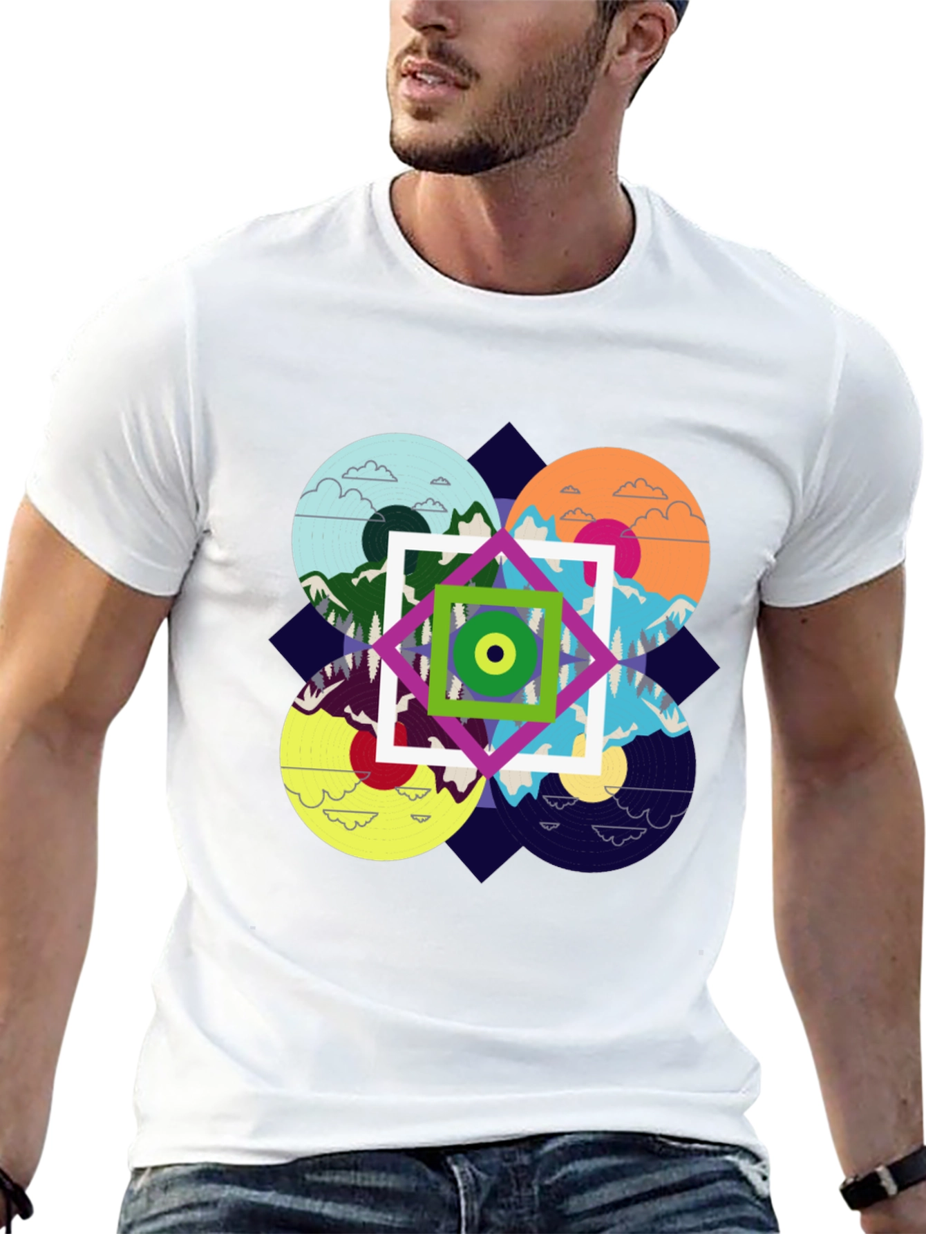 Abstract Nature Design Black T-Shirt
