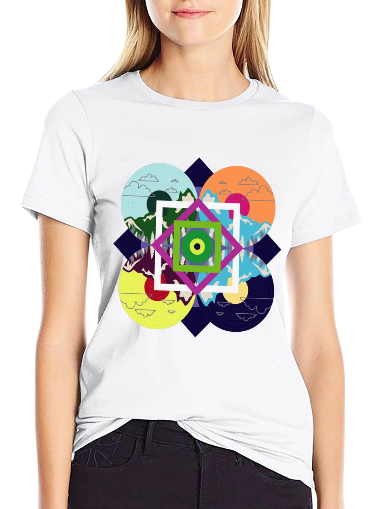 Abstract Nature Design Black T-Shirt