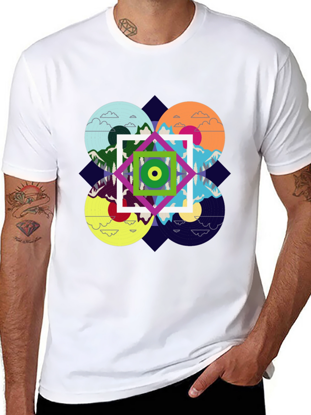 Abstract Nature Design Black T-Shirt
