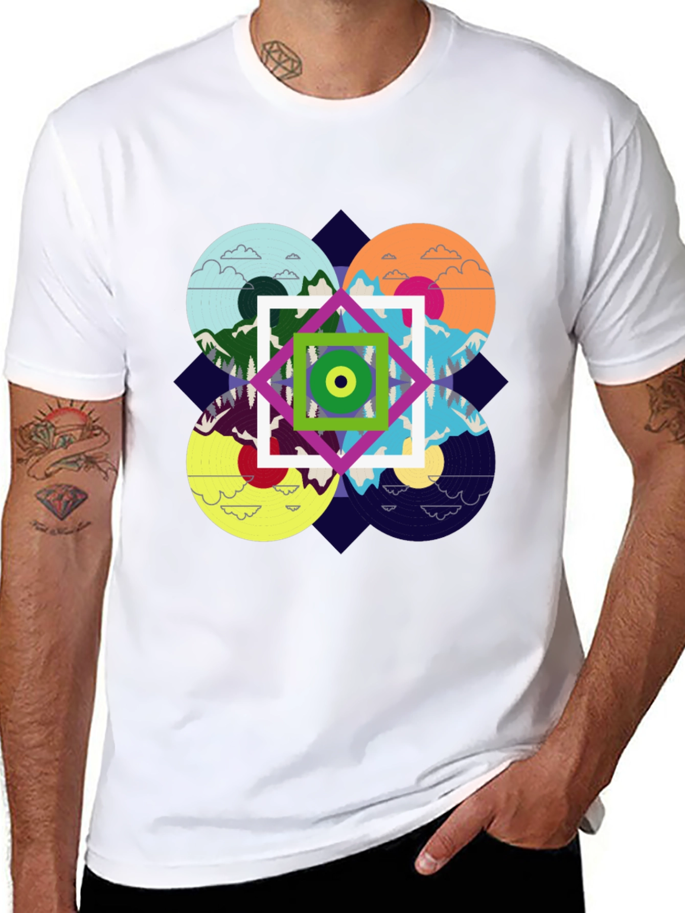 Abstract Nature Design Black T-Shirt