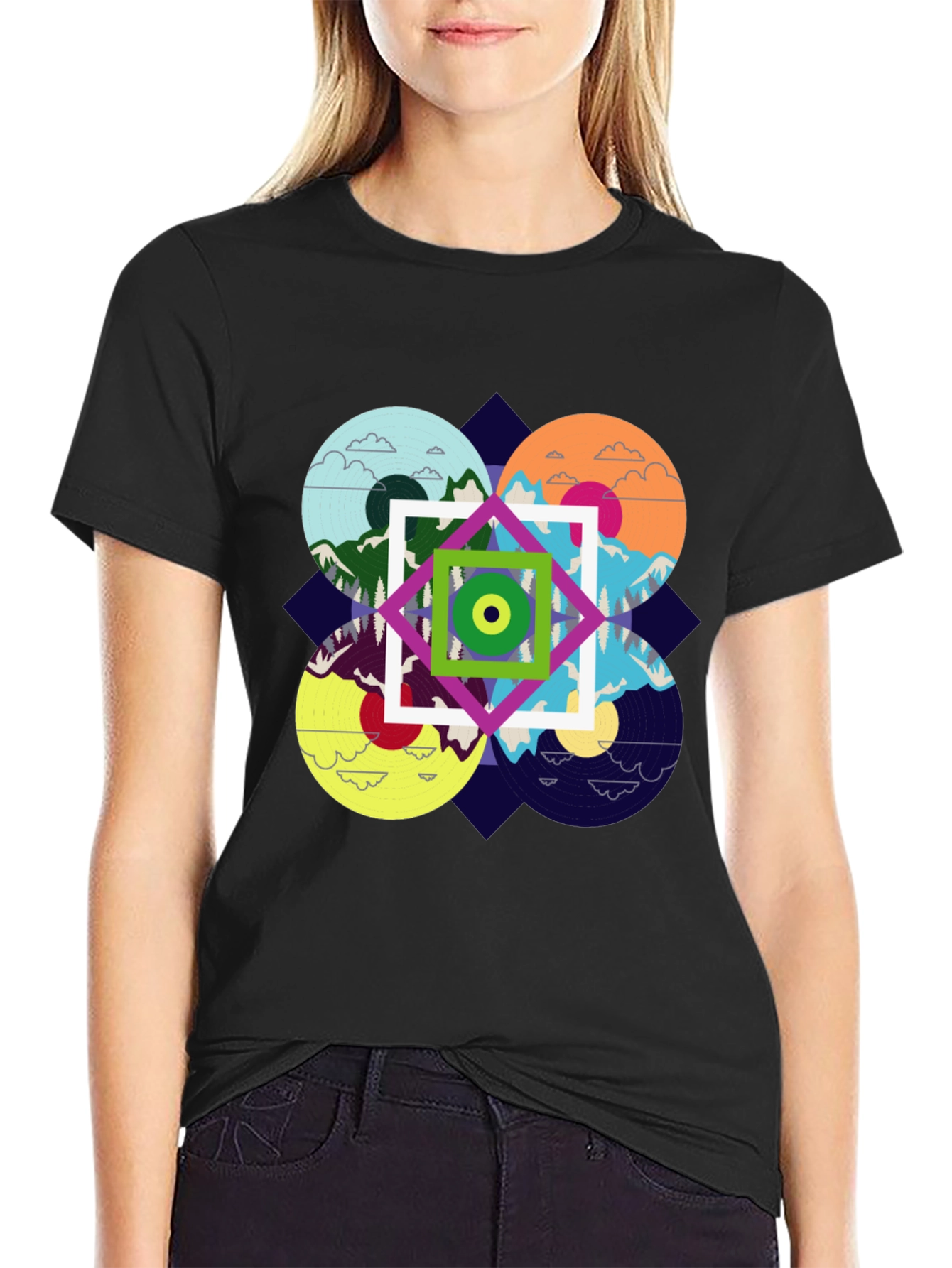 Abstract Nature Design Black T-Shirt
