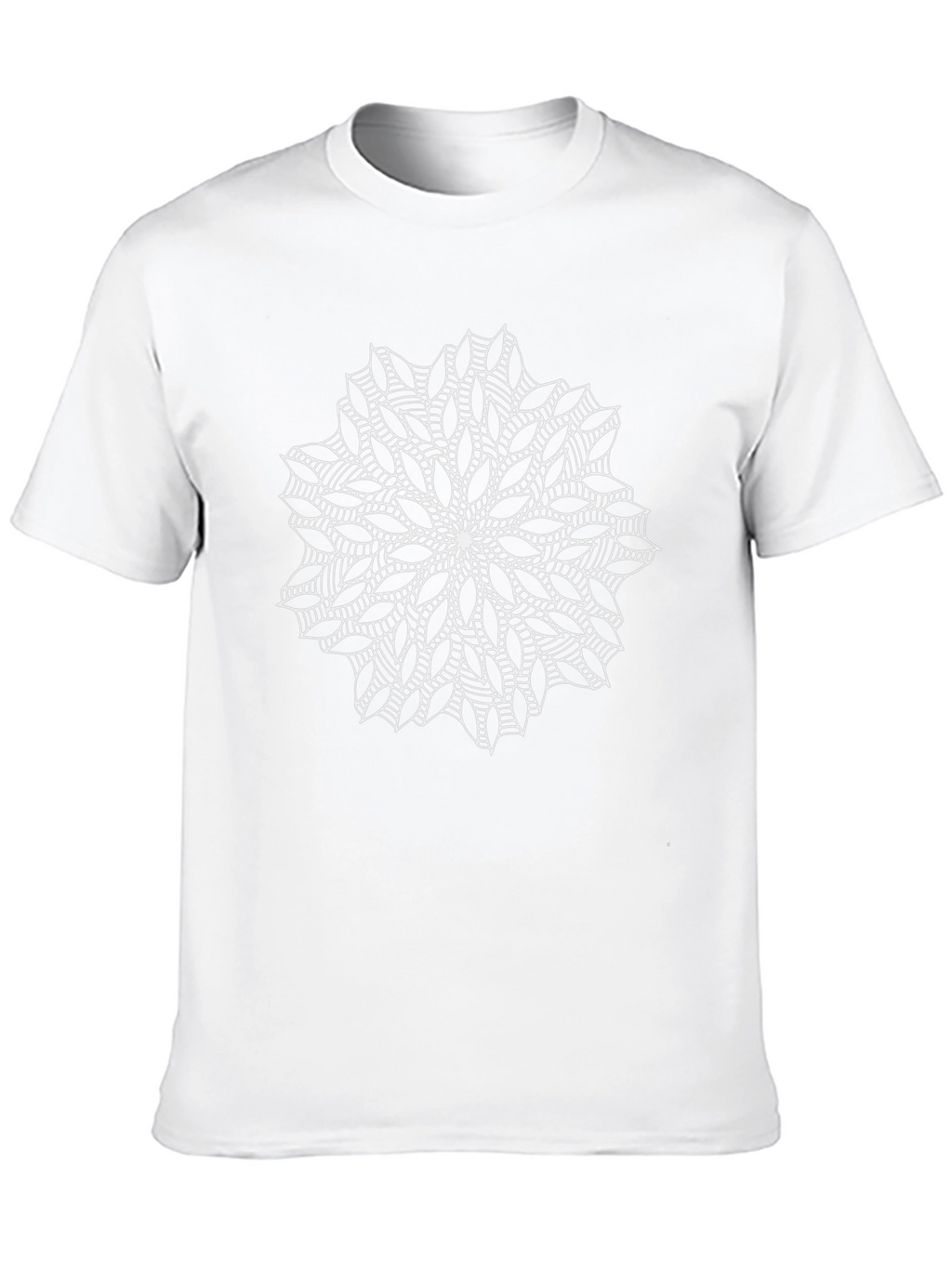 Black T-Shirt with White Mandala Design