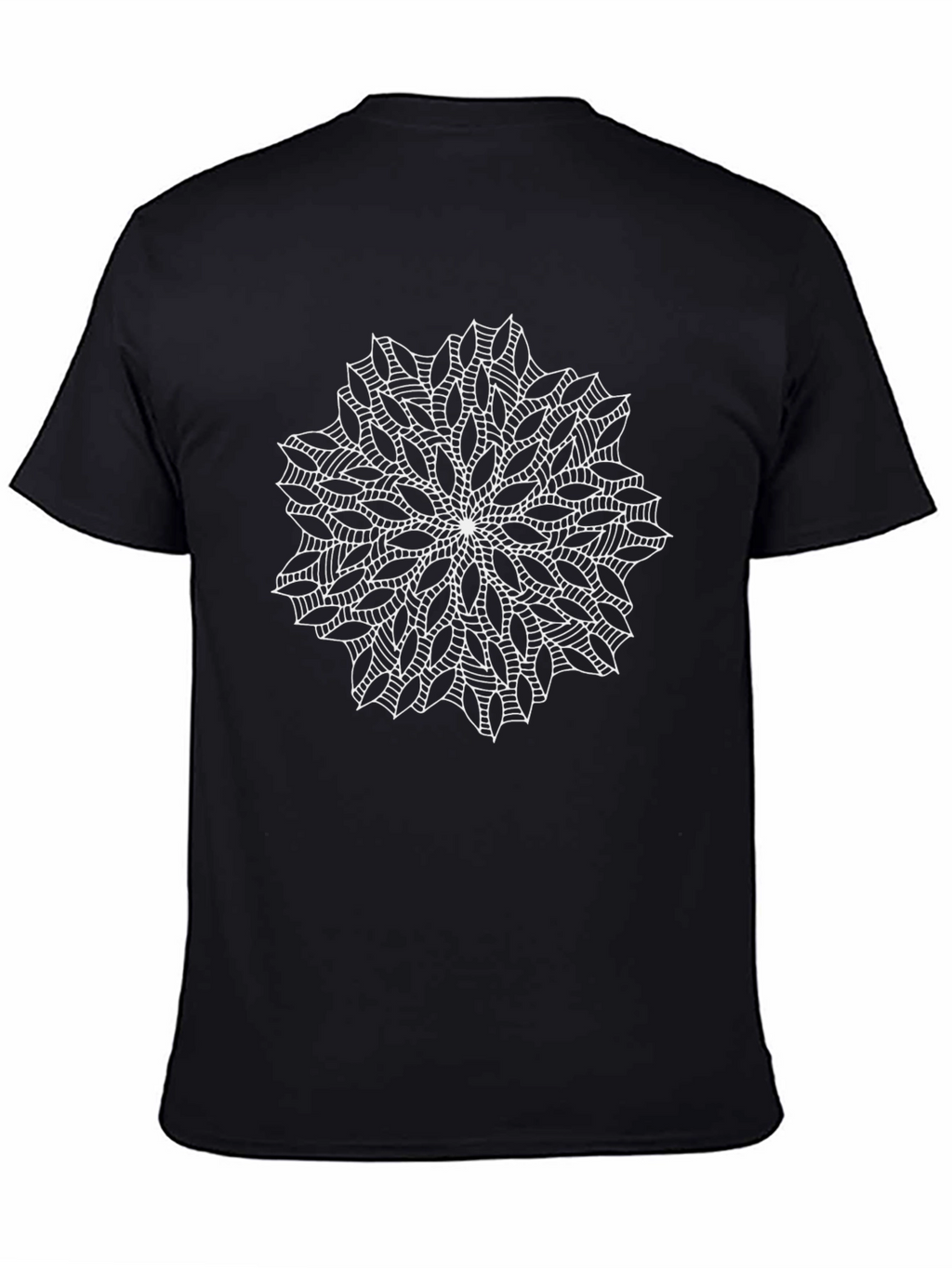 Black T-Shirt with White Mandala Design