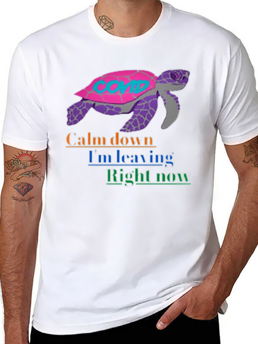 COVID Turtle Graphic Tee - Calm Down Im Leaving