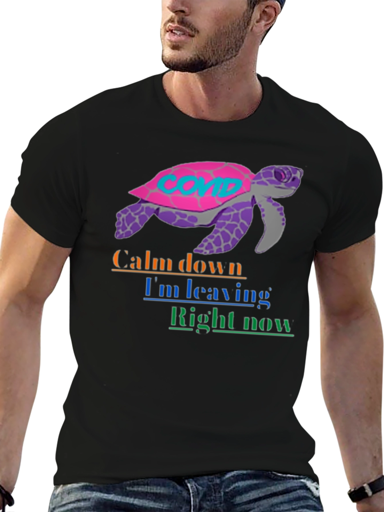 COVID Turtle Graphic Tee - Calm Down Im Leaving