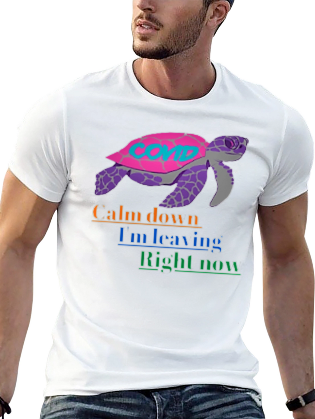 COVID Turtle Graphic Tee - Calm Down Im Leaving