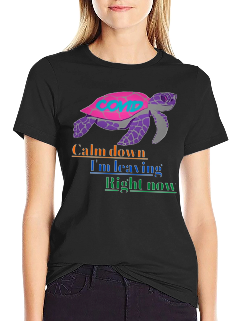 COVID Turtle Graphic Tee - Calm Down Im Leaving
