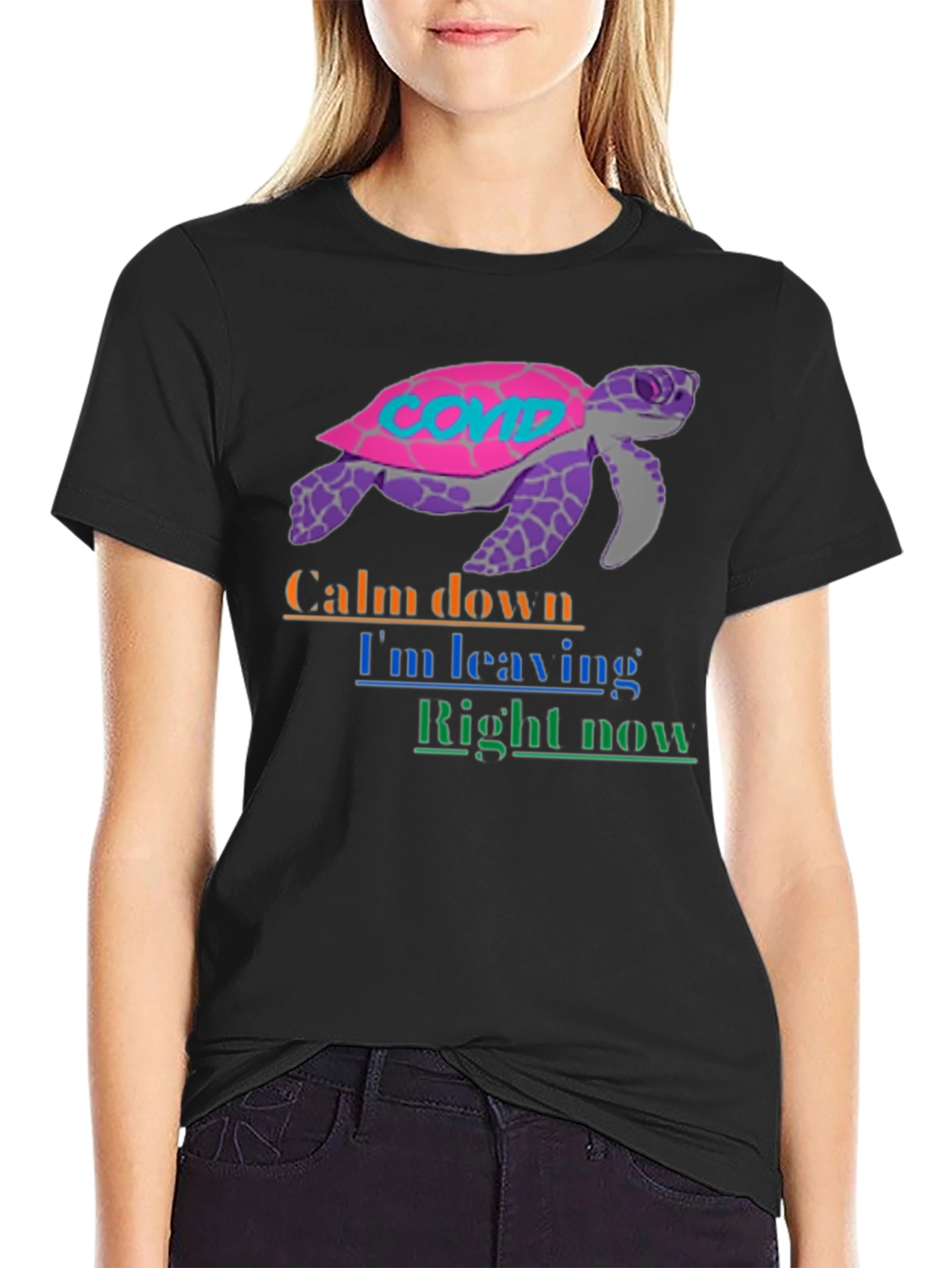 COVID Turtle Graphic Tee - Calm Down Im Leaving