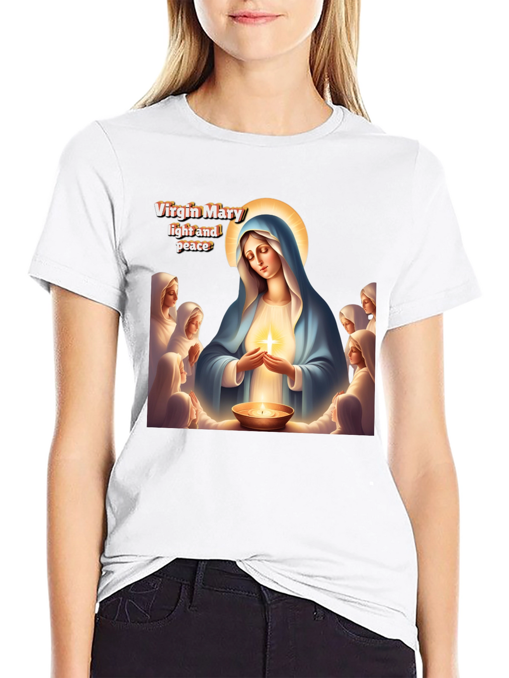 Virgin Mary Light and Peace Graphic Tee