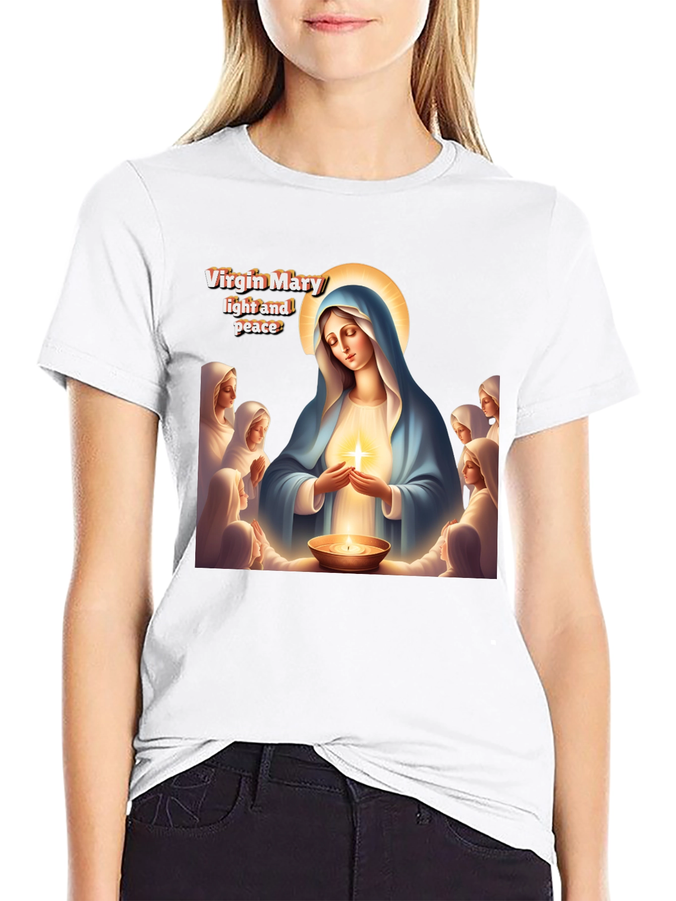 Virgin Mary Light and Peace Graphic Tee