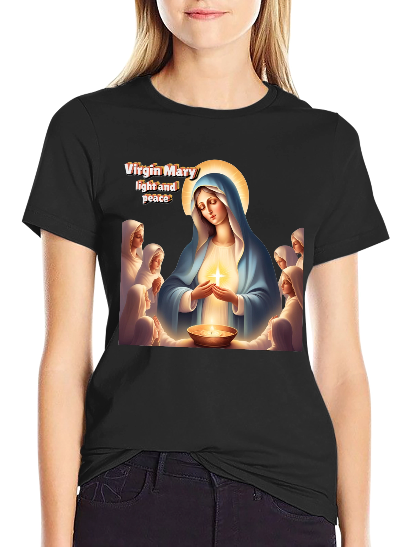 Virgin Mary Light and Peace Graphic Tee