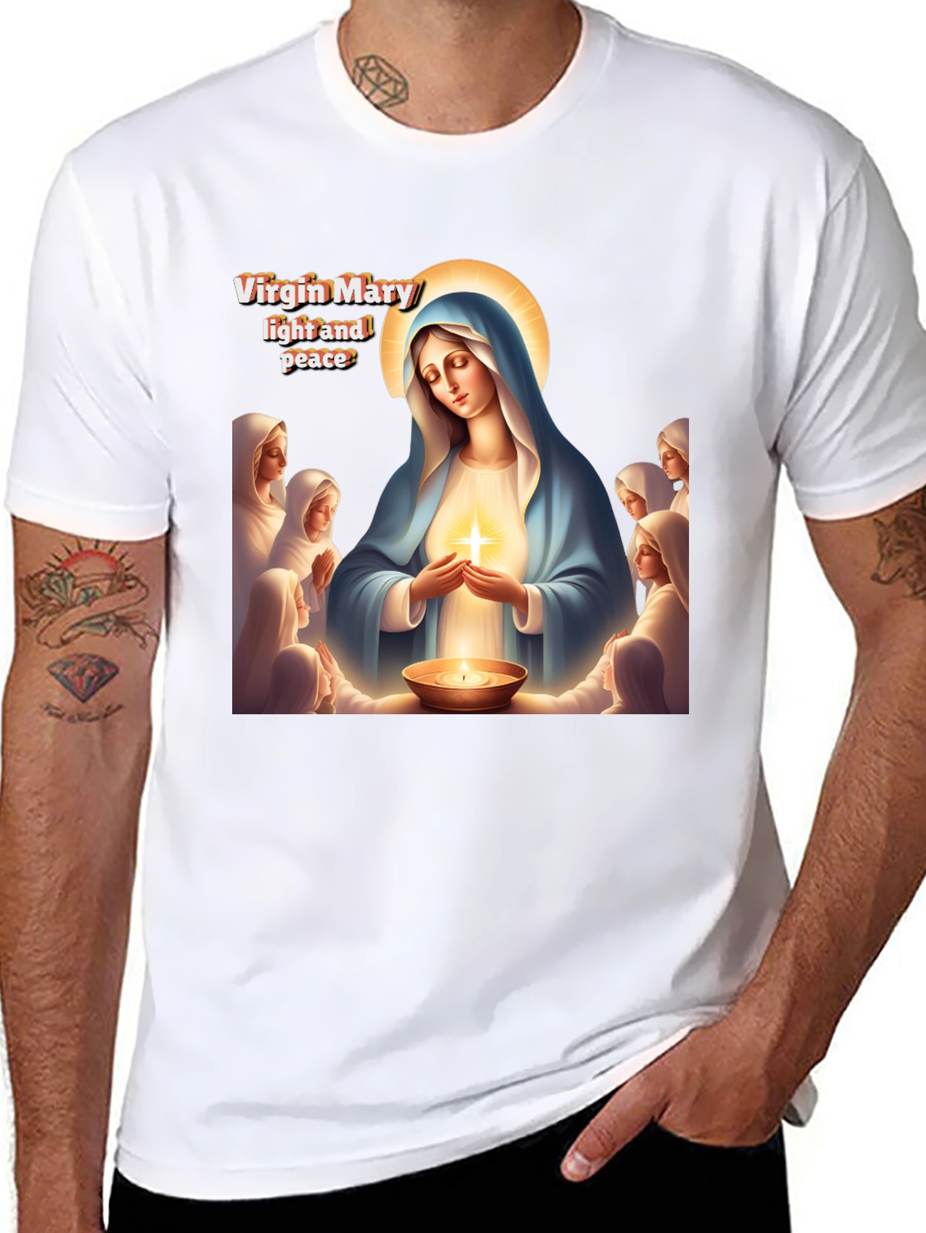 Virgin Mary Light and Peace Graphic Tee