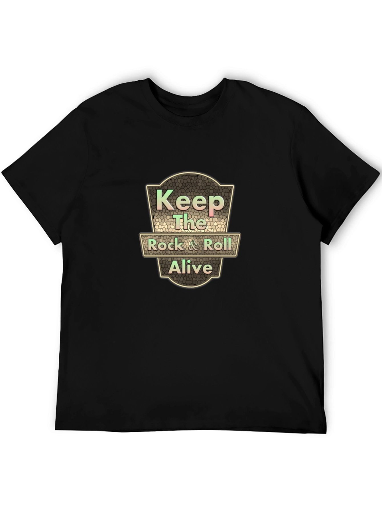 Keep the Rock & Roll Alive Graphic Tee - Black Cotton