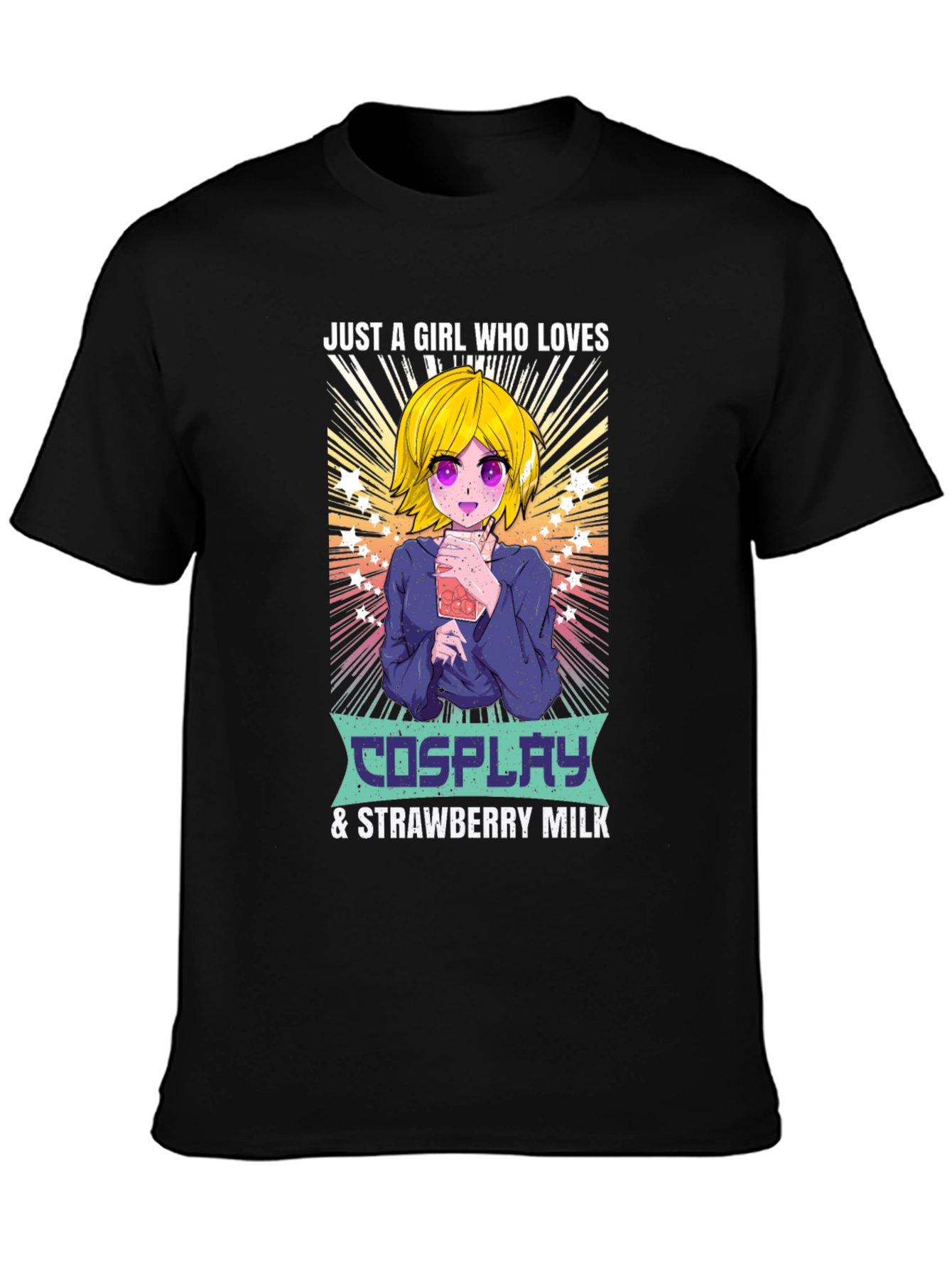 Cosplay & Strawberry Milk Anime Girl T-Shirt