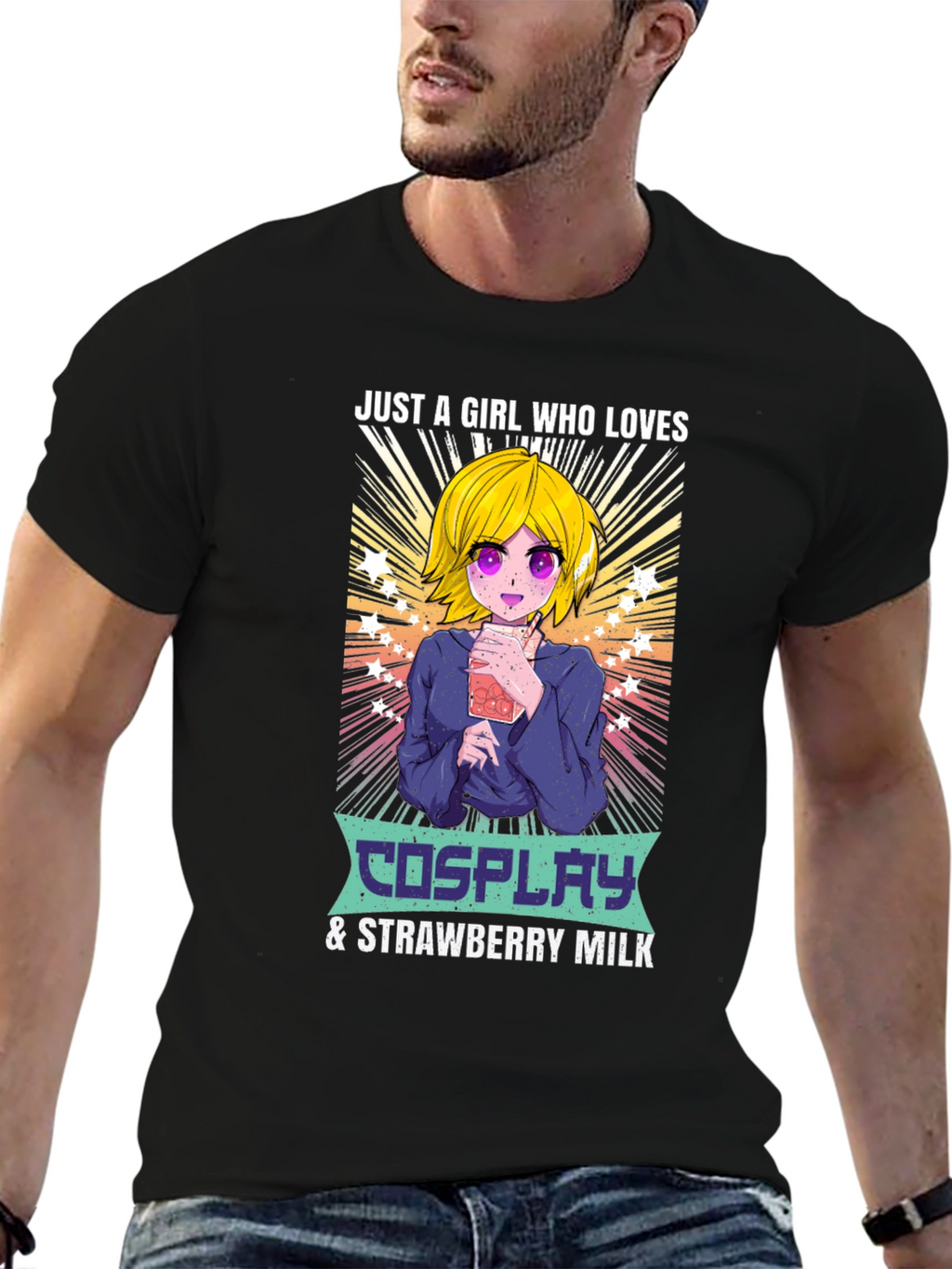 Cosplay & Strawberry Milk Anime Girl T-Shirt