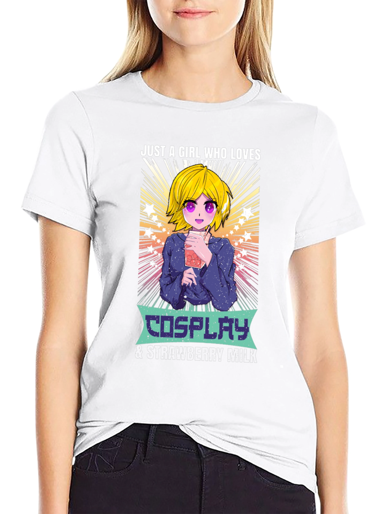 Cosplay & Strawberry Milk Anime Girl T-Shirt