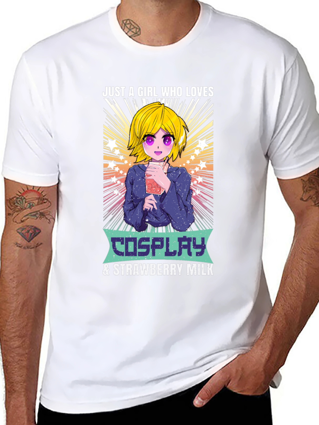 Cosplay & Strawberry Milk Anime Girl T-Shirt