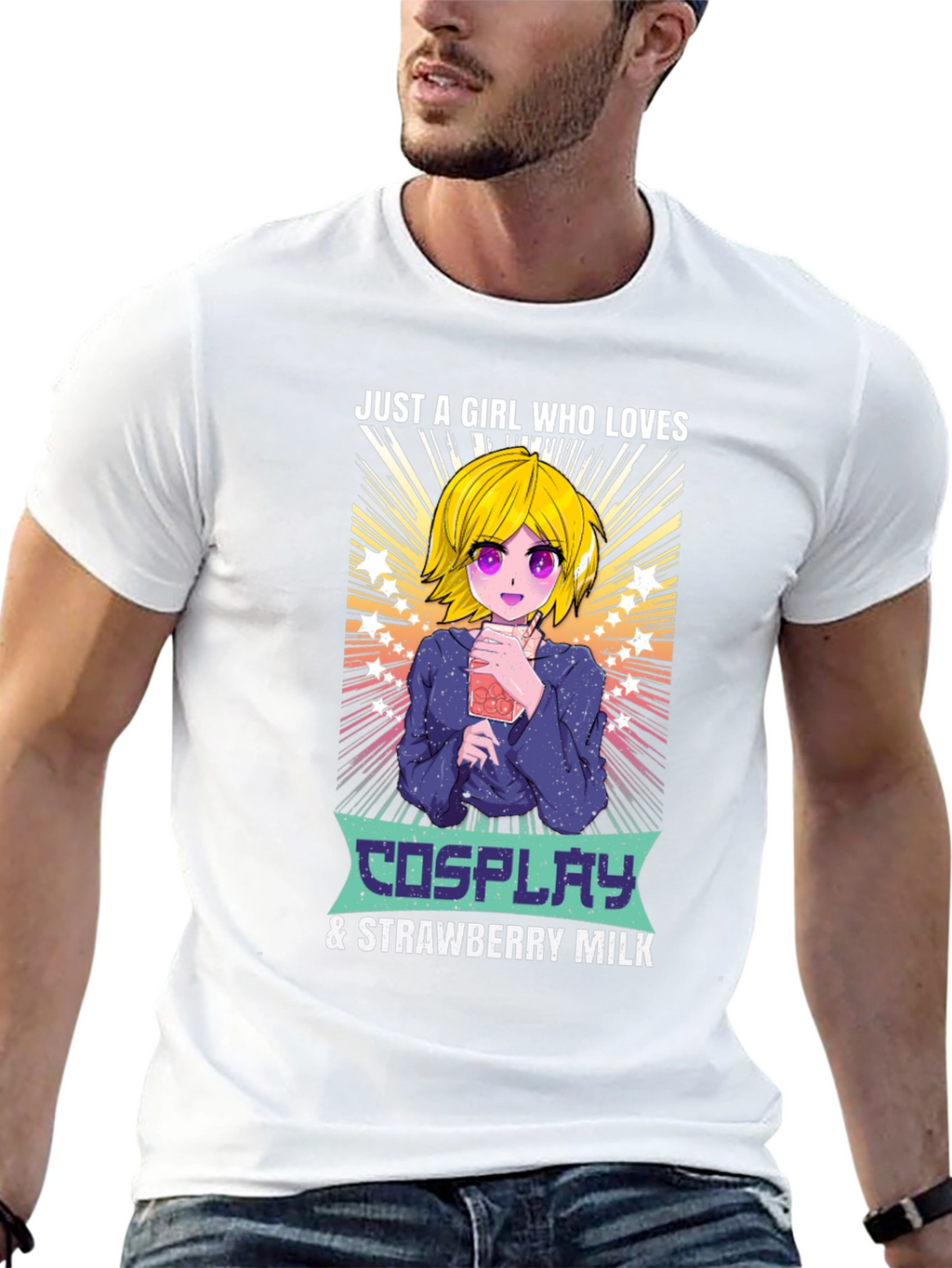 Cosplay & Strawberry Milk Anime Girl T-Shirt