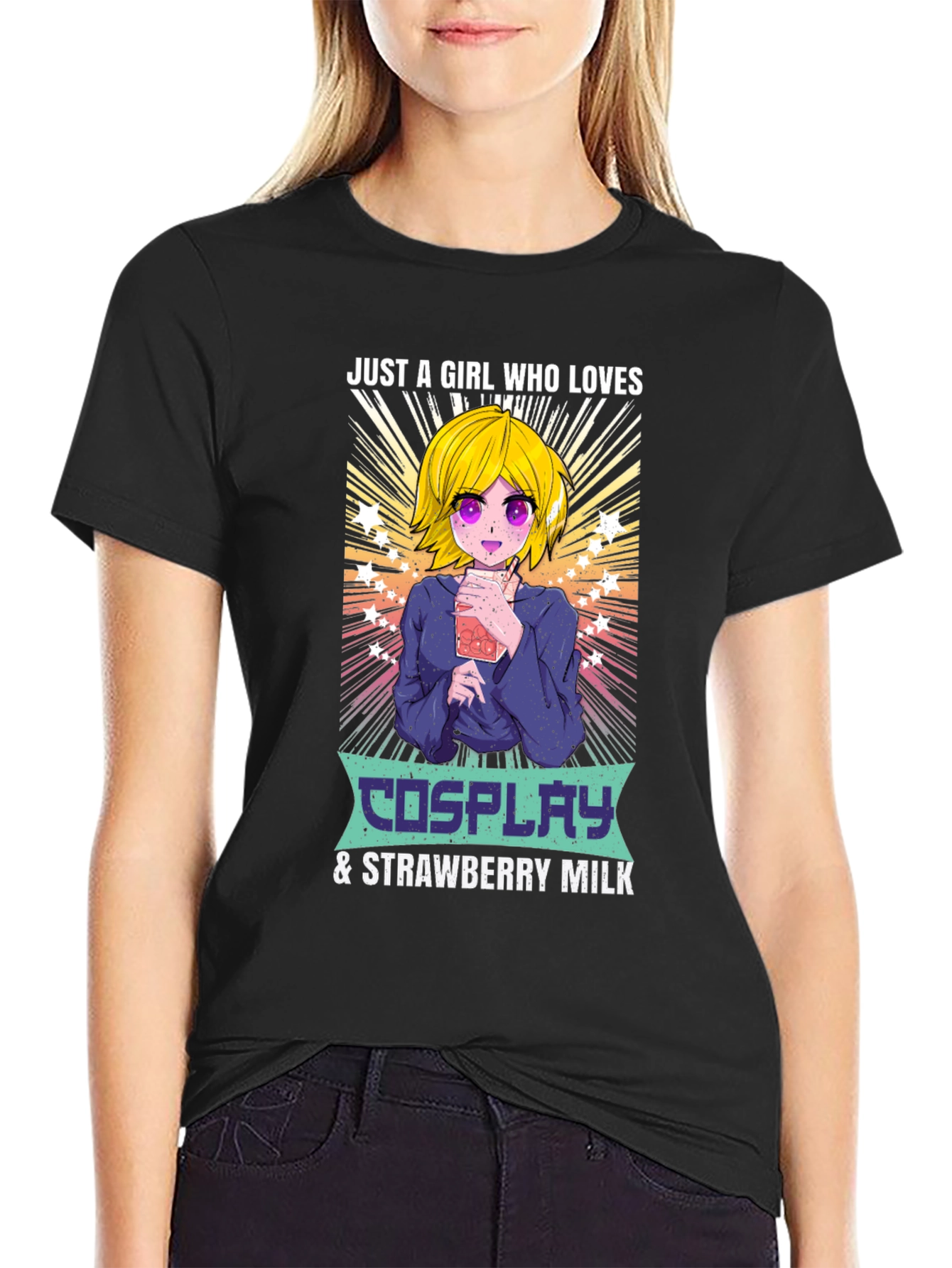 Cosplay & Strawberry Milk Anime Girl T-Shirt
