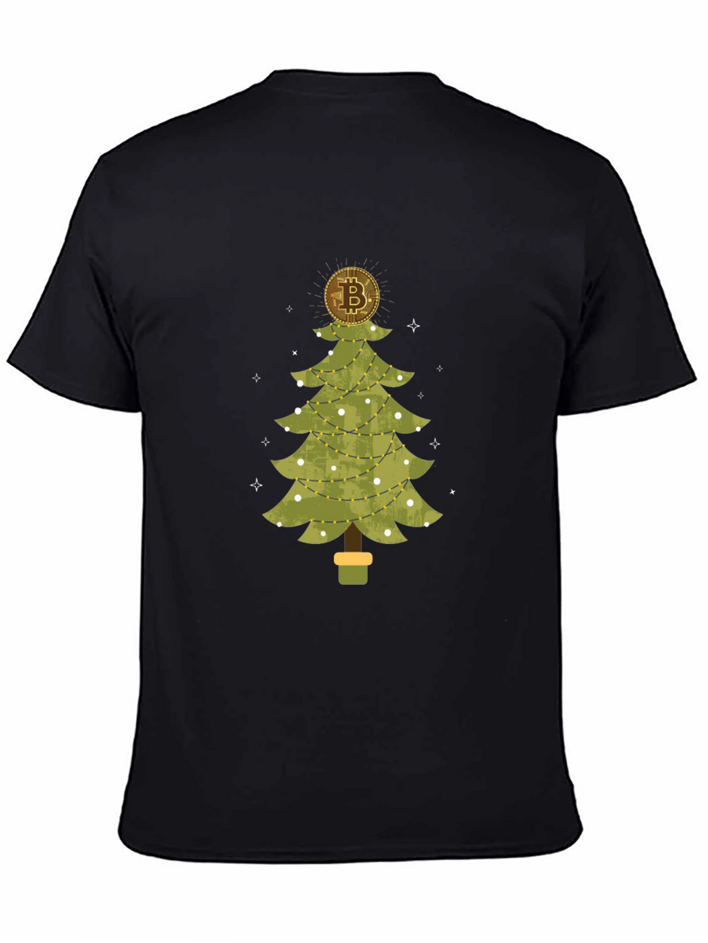 Bitcoin Christmas Tree Black T-Shirt