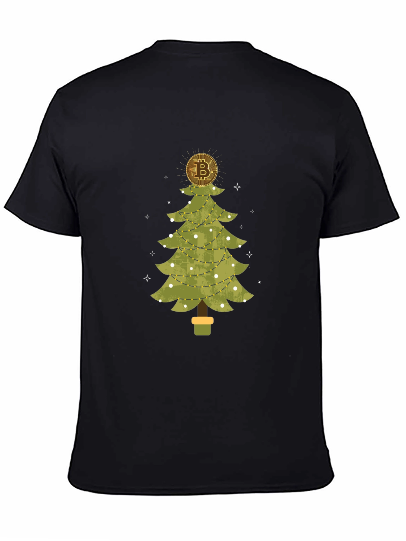 Bitcoin Christmas Tree Black T-Shirt