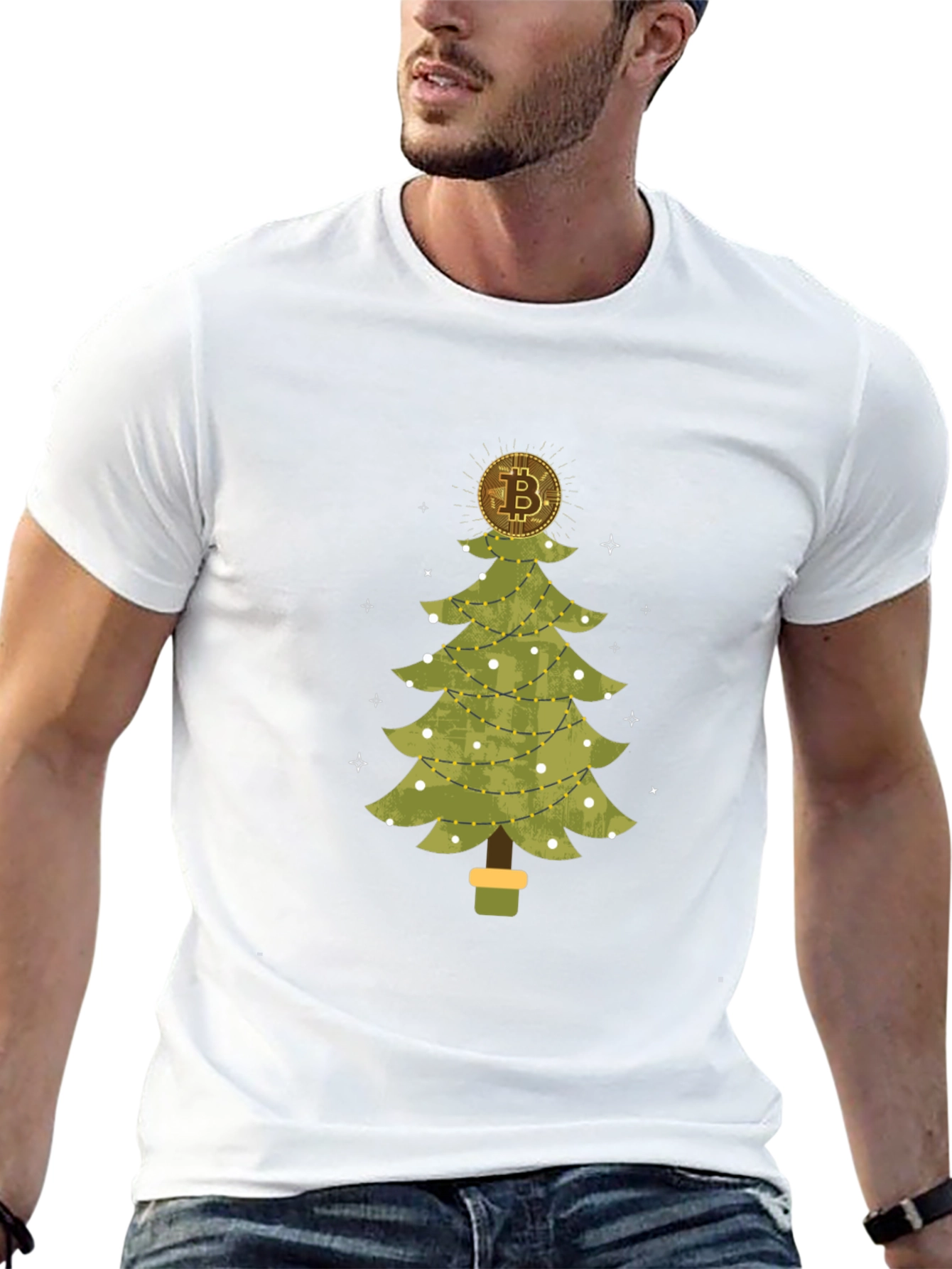 Bitcoin Christmas Tree Black T-Shirt