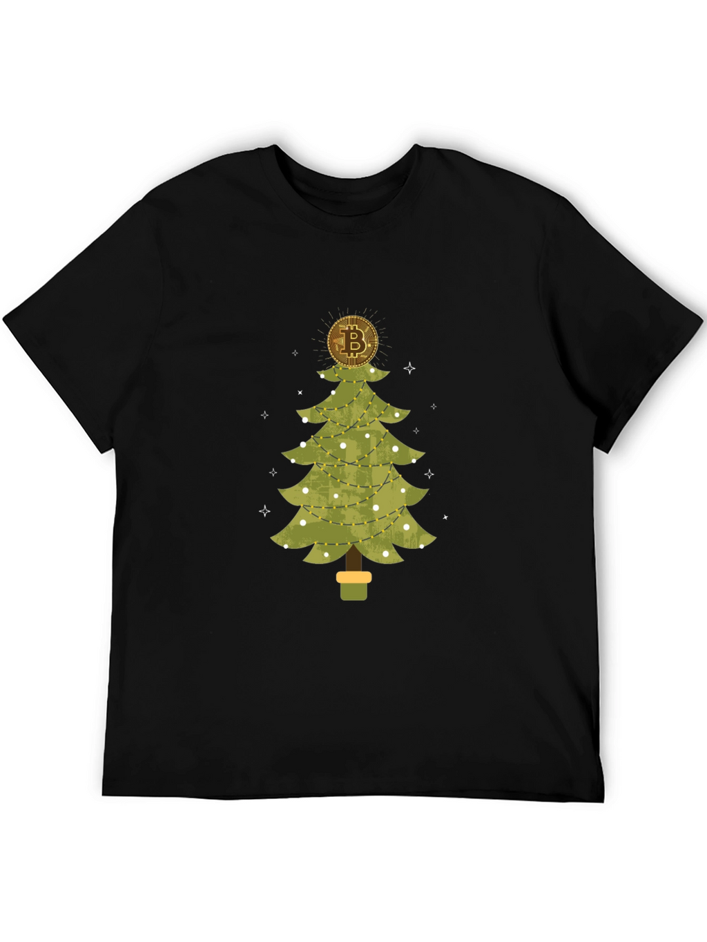 Bitcoin Christmas Tree Black T-Shirt