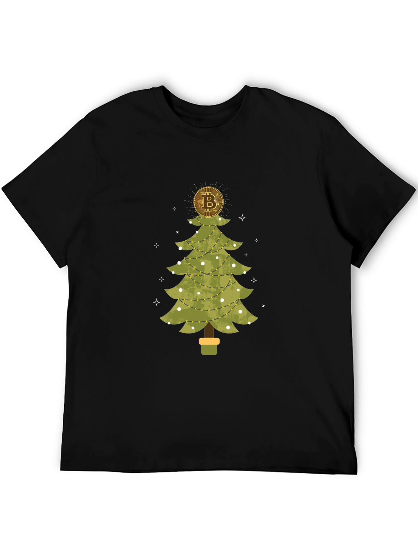Bitcoin Christmas Tree Black T-Shirt