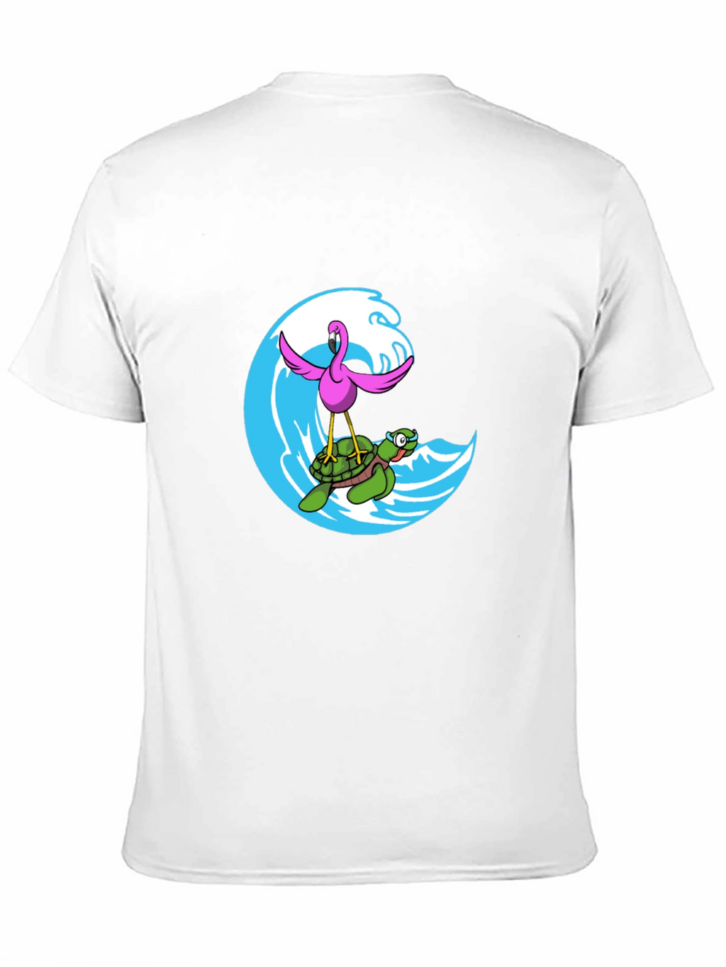 Flamingo Turtle Wave Black T-Shirt