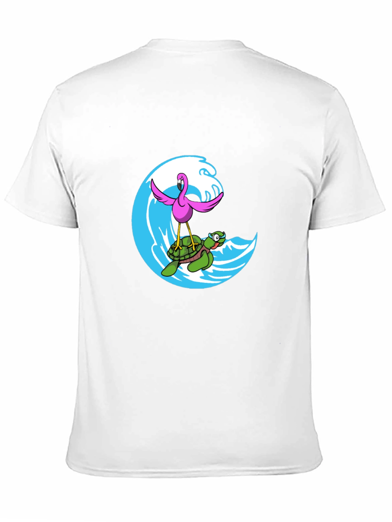 Flamingo Turtle Wave Black T-Shirt